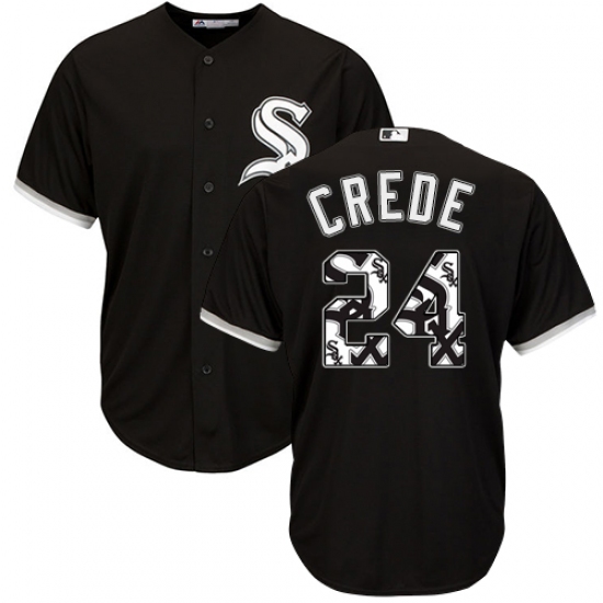Men's Majestic Chicago White Sox 24 Joe Crede Authentic Black Team Logo Fashion Cool Base MLB Jersey