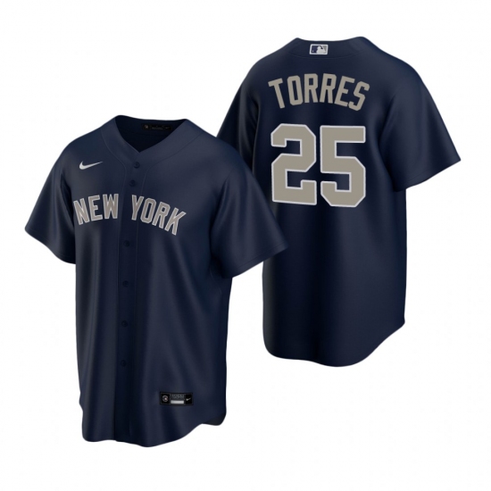 Men's Nike New York Yankees 25 Gleyber Torres Navy Alternate Stitched Baseball Jersey