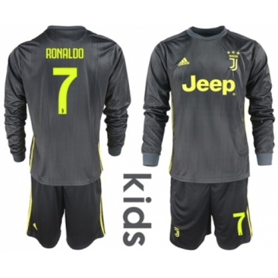 Juventus 7 Ronaldo Third Long Sleeves Kid Soccer Club Jersey