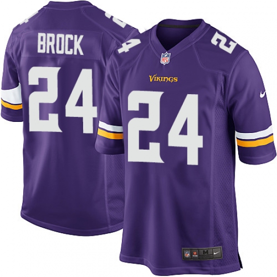 Men's Nike Minnesota Vikings 24 Tramaine Brock Game Purple Team Color NFL Jersey