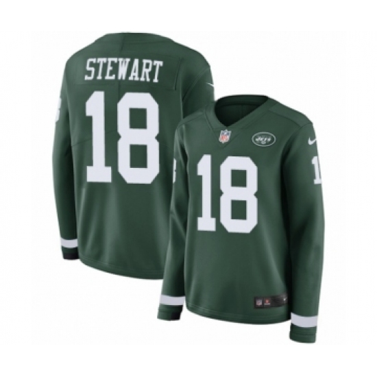 Women's Nike New York Jets 18 ArDarius Stewart Limited Green Therma Long Sleeve NFL Jersey