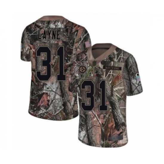 Youth Pittsburgh Steelers 31 Justin Layne Camo Rush Realtree Limited Football Jersey