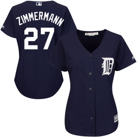 Women's Majestic Detroit Tigers 27 Jordan Zimmermann Replica Navy Blue Alternate Cool Base MLB Jersey