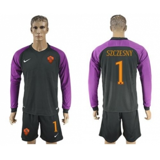 Roma 1 Szczesny Black Goalkeeper Long Sleeves Soccer Club Jersey