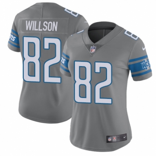 Women's Nike Detroit Lions 82 Luke Willson Limited Steel Rush Vapor Untouchable NFL Jersey