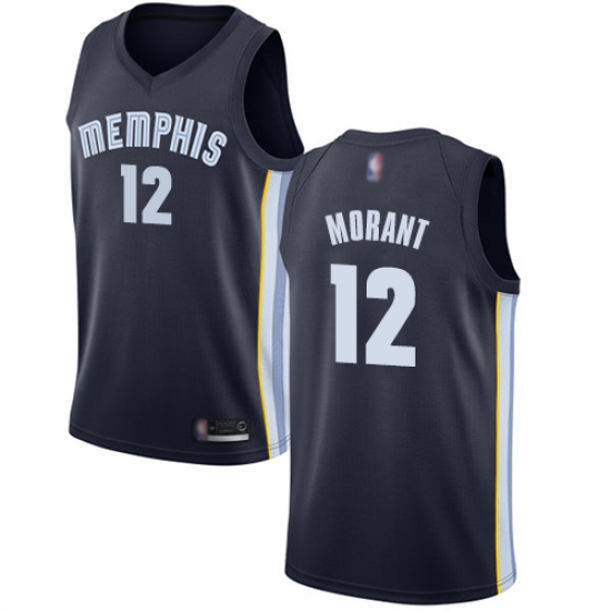 Women's Nike Memphis Grizzlies 12 Ja Morant Navy Blue NBA Swingman Icon Edition Jersey