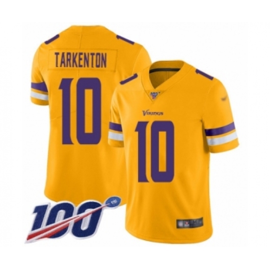 Men's Minnesota Vikings 10 Fran Tarkenton Limited Gold Inverted Legend 100th Season Football Jersey