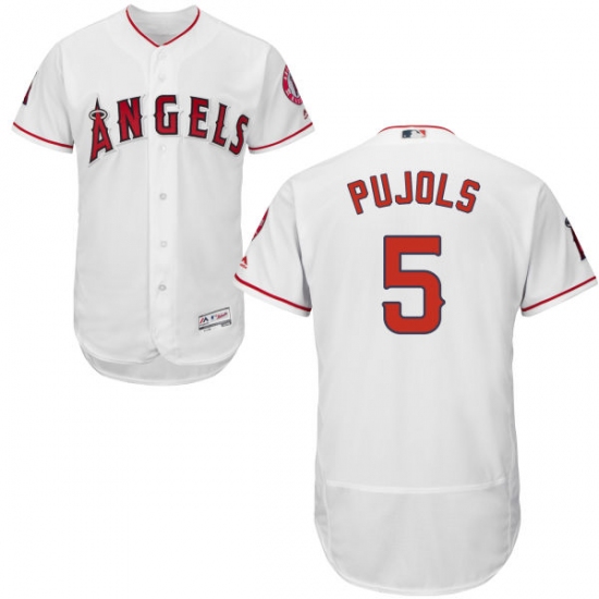 Men's Majestic Los Angeles Angels of Anaheim 5 Albert Pujols White Home Flex Base Authentic Collection MLB Jersey