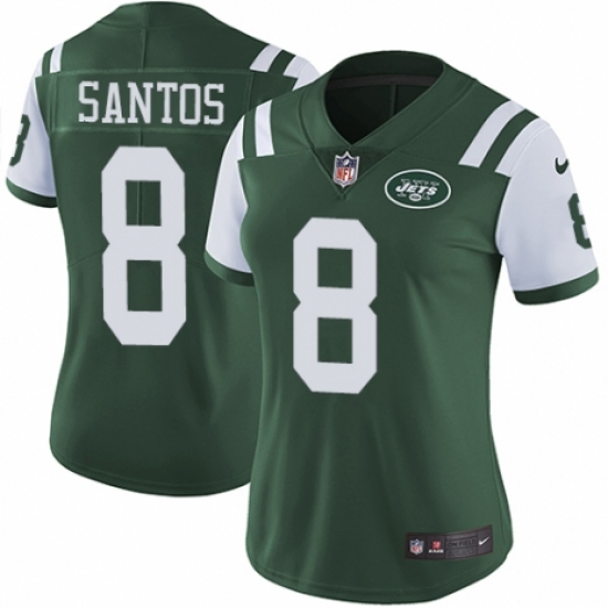 Women's Nike New York Jets 8 Cairo Santos Green Team Color Vapor Untouchable Limited Player NFL Jersey