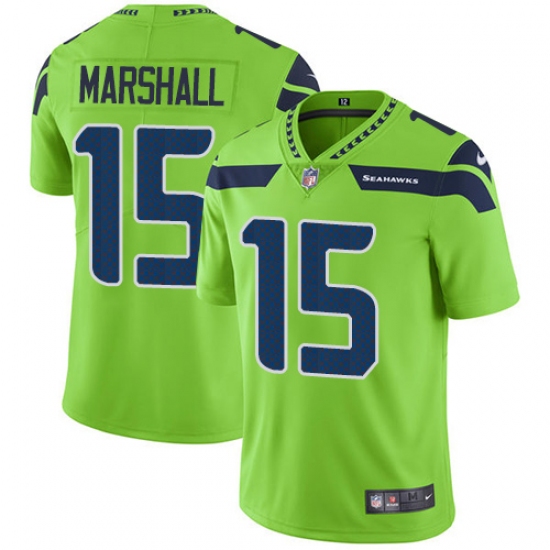 Men's Nike Seattle Seahawks 15 Brandon Marshall Limited Green Rush Vapor Untouchable NFL Jersey