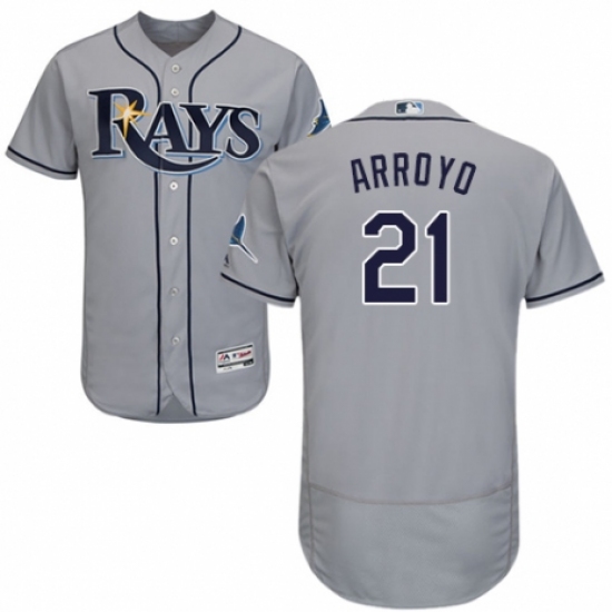 Men's Majestic Tampa Bay Rays 21 Christian Arroyo Grey Road Flex Base Authentic Collection MLB Jersey