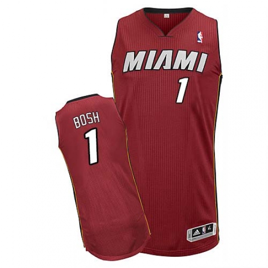 Men's Adidas Miami Heat 1 Chris Bosh Authentic Red Alternate NBA Jersey