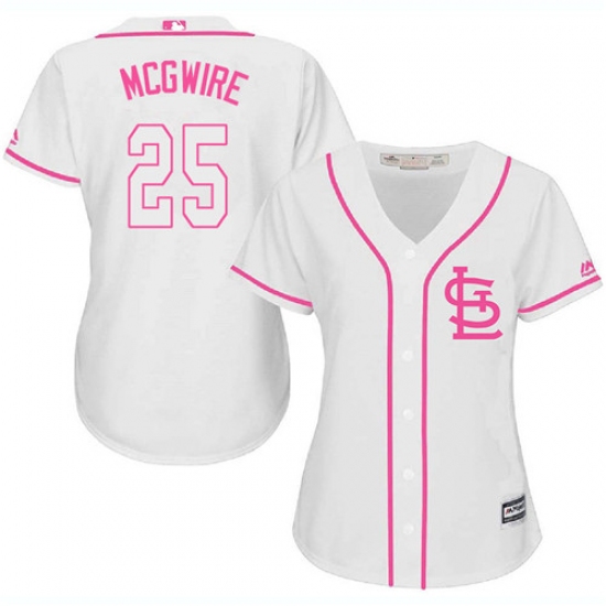 Women's Majestic St. Louis Cardinals 25 Mark McGwire Replica White Fashion Cool Base MLB Jersey