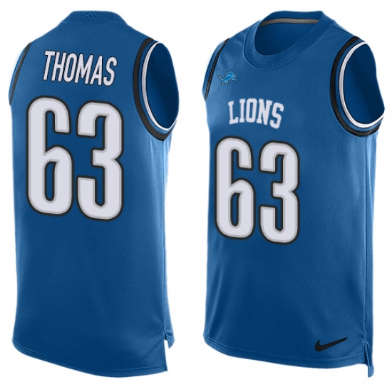 Men's Nike Detroit Lions 63 Brandon Thomas Limited Light Blue Player Name & Number Tank Top NFL Jersey