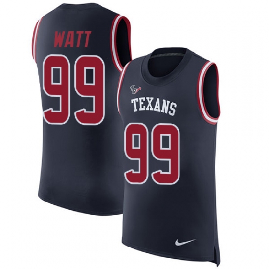 Men's Nike Houston Texans 99 J.J. Watt Limited Navy Blue Rush Player Name & Number Tank Top NFL Jersey