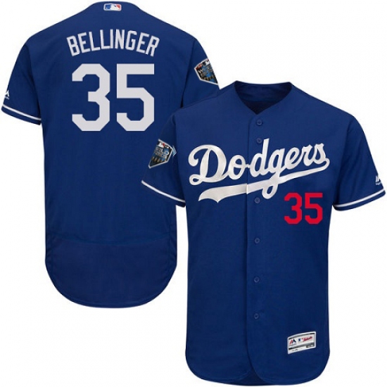 Men's Majestic Los Angeles Dodgers 35 Cody Bellinger Royal Blue Alternate Flex Base Authentic Collection 2018 World Series MLB Jersey