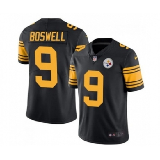 Men's Pittsburgh Steelers 9 Chris Boswell Black Vapor Color Rush Stitched Jersey