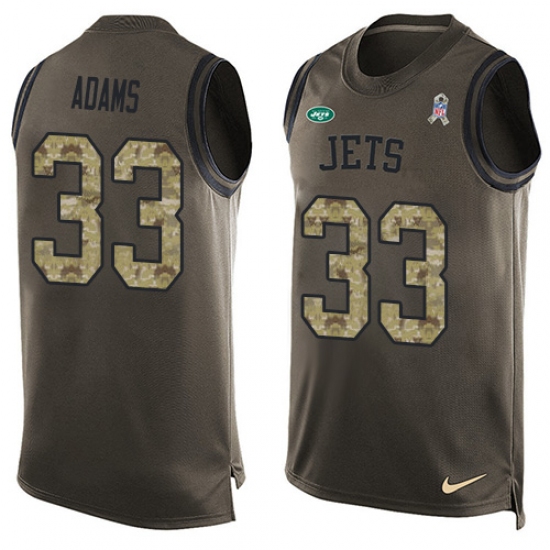 Men's Nike New York Jets 33 Jamal Adams Limited Green Salute to Service Tank Top NFL Jersey