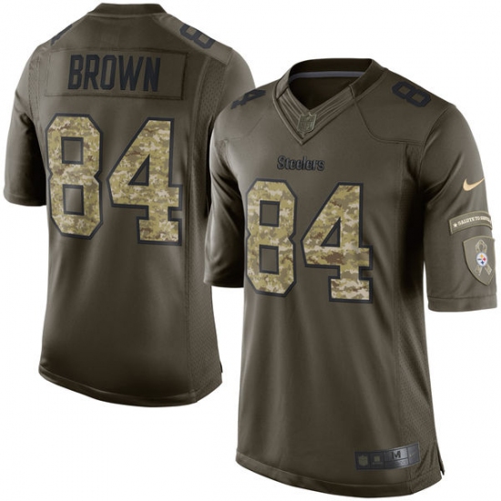 Men's Nike Pittsburgh Steelers 84 Antonio Brown Elite Green Salute to Service NFL Jersey