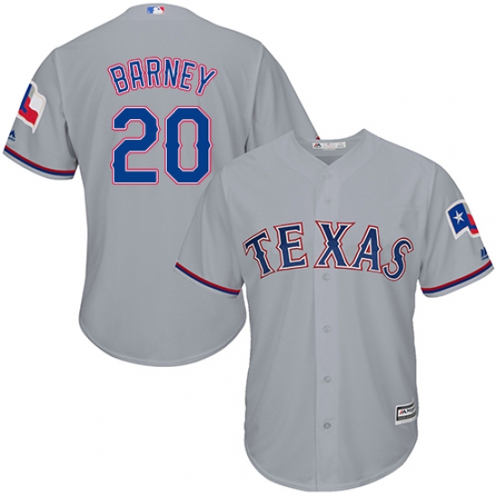 Men's Majestic Texas Rangers 20 Darwin Barney Replica Grey Road Cool Base MLB Jersey
