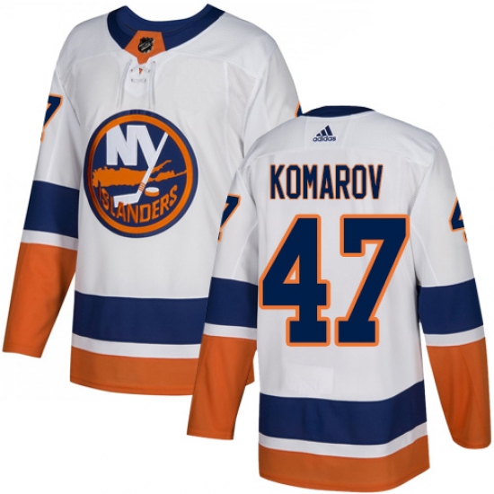 Men's Adidas New York Islanders 47 Leo Komarov Authentic White Away NHL Jersey