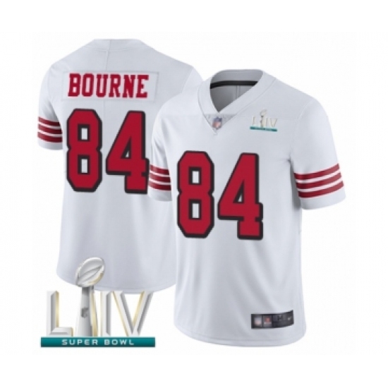 Men's San Francisco 49ers 84 Kendrick Bourne Limited White Rush Vapor Untouchable Super Bowl LIV Bound Football Jersey