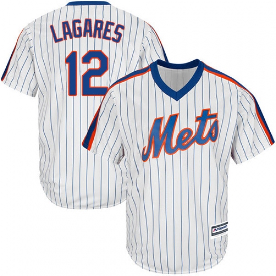 Men's Majestic New York Mets 12 Juan Lagares Replica White Alternate Cool Base MLB Jersey