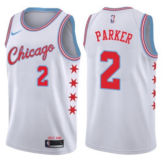Youth Nike Chicago Bulls 2 Jabari Parker Swingman White NBA Jersey - City Edition