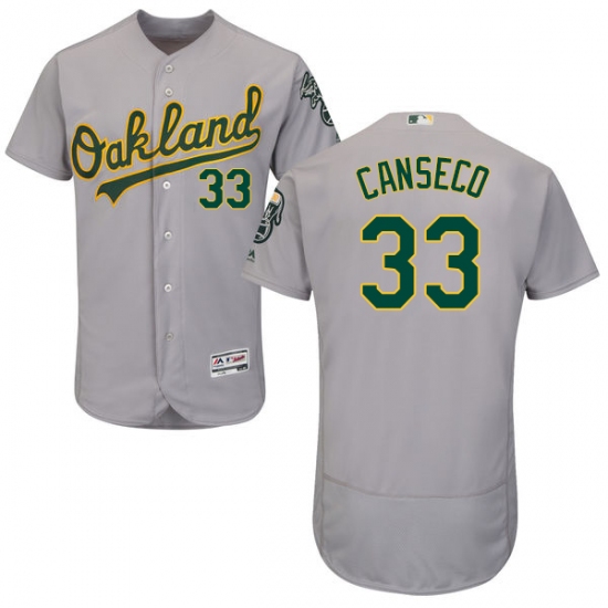 Men's Majestic Oakland Athletics 33 Jose Canseco Grey Road Flex Base Authentic Collection MLB Jersey