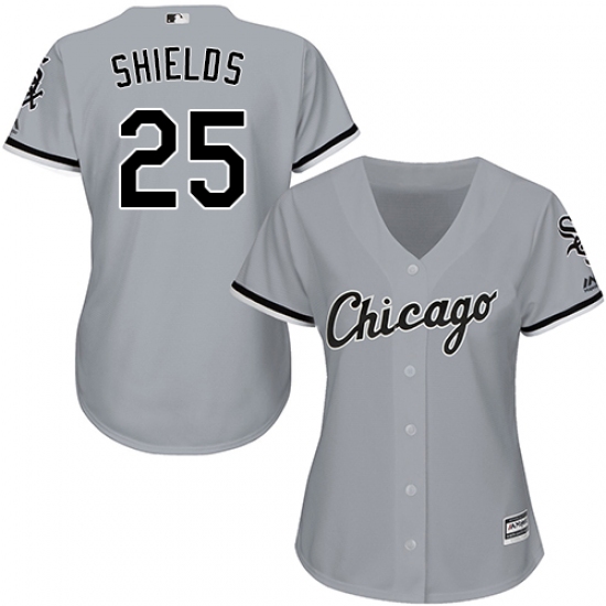 Women's Majestic Chicago White Sox 33 James Shields Replica Grey Road Cool Base MLB Jersey