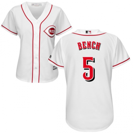Women's Majestic Cincinnati Reds 5 Johnny Bench Replica White Home Cool Base MLB Jersey