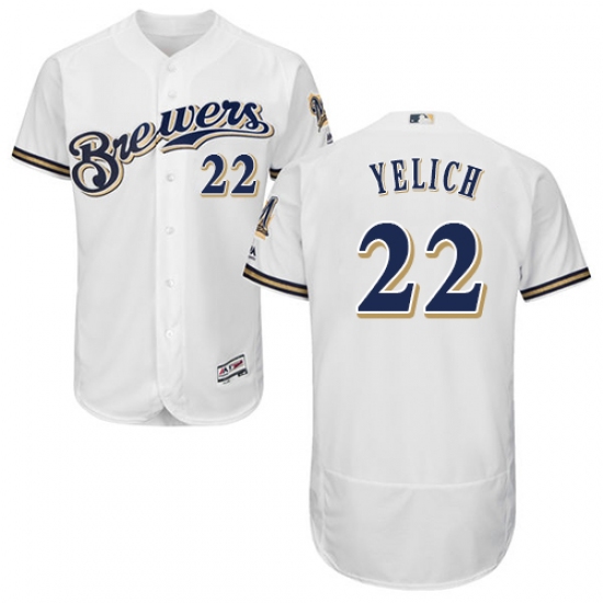 Men's Milwaukee Brewers 22 Christian Yelich White Flexbase Authentic Collection Stitched MLB Jersey
