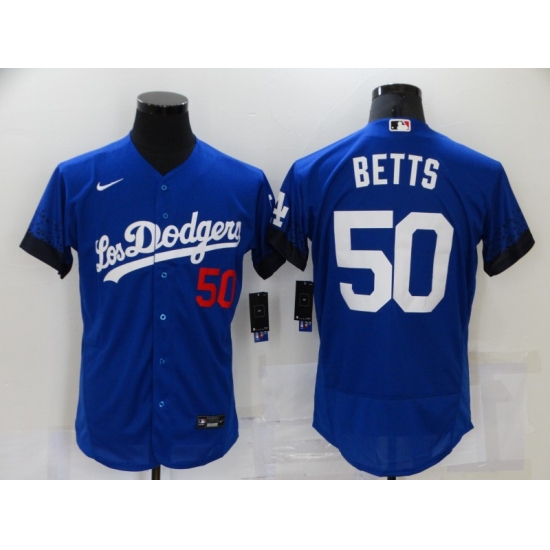 Men's Nike Los Angeles Dodgers 50 Mookie Betts Blue Elite City Player Jersey
