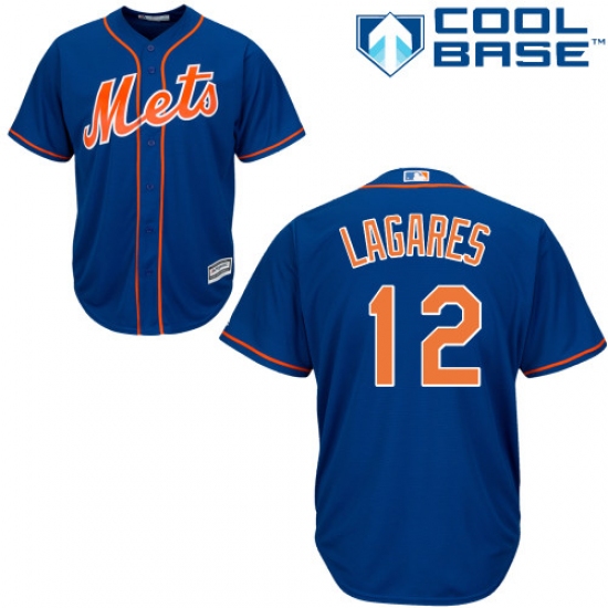 Youth Majestic New York Mets 12 Juan Lagares Authentic Royal Blue Alternate Home Cool Base MLB Jersey