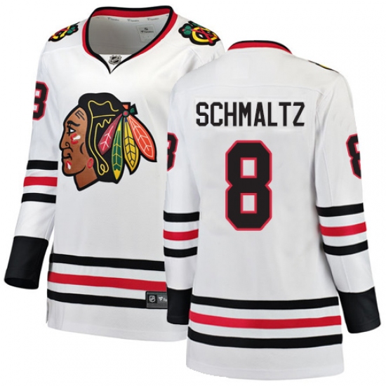 Women's Chicago Blackhawks 8 Nick Schmaltz Authentic White Away Fanatics Branded Breakaway NHL Jersey