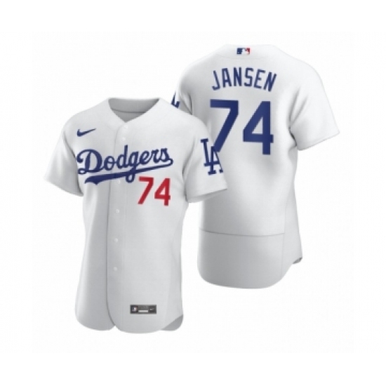 Men's Los Angeles Dodgers 74 Kenley Jansen Nike White 2020 Authentic Jersey