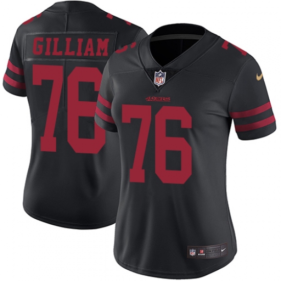 Women's Nike San Francisco 49ers 76 Garry Gilliam Elite Black NFL Jersey