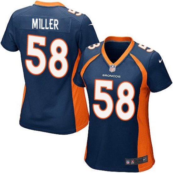 Women's Nike Denver Broncos 58 Von Miller Game Navy Blue Alternate NFL Jersey