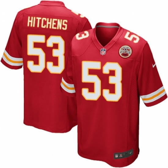 Men's Nike Kansas City Chiefs 53 Anthony Hitchens Game Red Team Color NFL Jersey