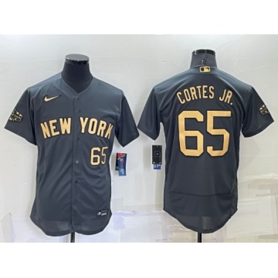 Men's New York Yankees 65 Nestor Cortes Jr Number Grey 2022 All Star Stitched Flex Base Nike Jersey