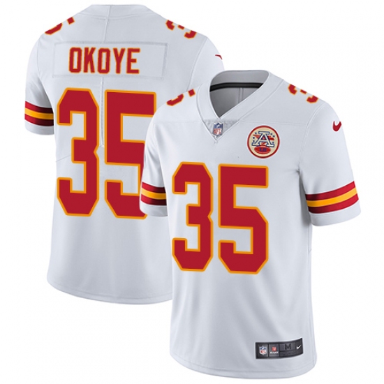 Youth Nike Kansas City Chiefs 35 Christian Okoye White Vapor Untouchable Limited Player NFL Jersey