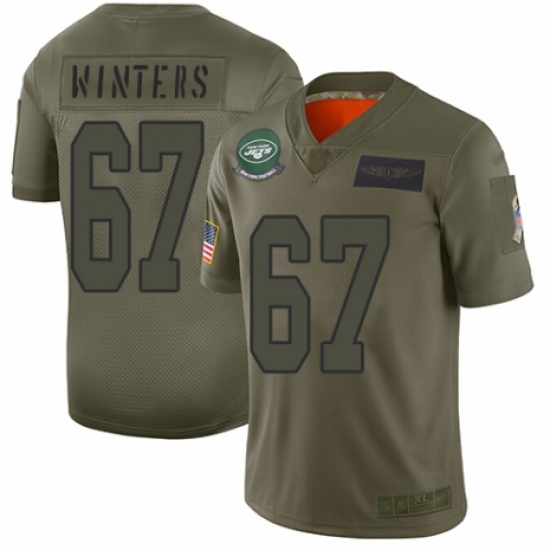 Men's New York Jets 67 Brian Winters Limited Camo 2019 Salute to Service Football Jersey