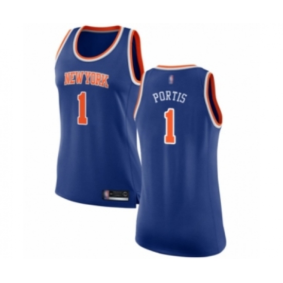 Women's New York Knicks 1 Bobby Portis Swingman Royal Blue Basketball Jersey - Icon Edition