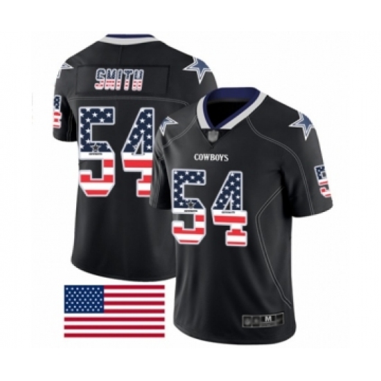 Men's Dallas Cowboys 54 Jaylon Smith Limited Black Rush USA Flag Football Jersey