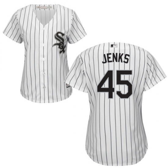 Women's Majestic Chicago White Sox 45 Bobby Jenks Authentic White Home Cool Base MLB Jersey