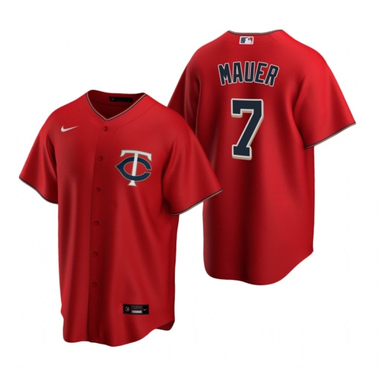 Men's Nike Minnesota Twins 7 Joe Mauer Red Alternate Stitched Baseball Jersey