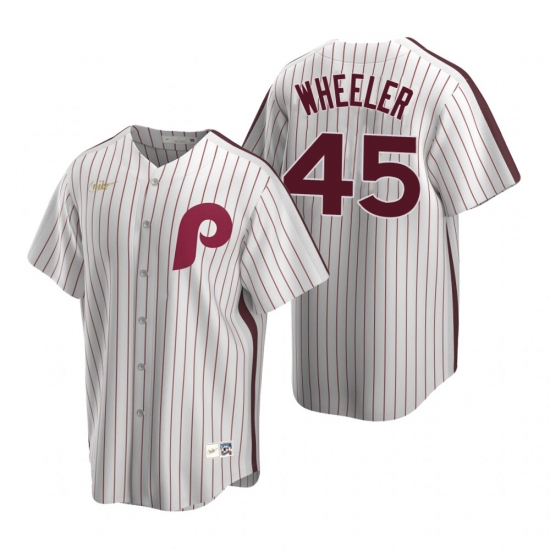 Men's Nike Philadelphia Phillies 45 Zack Wheeler White Cooperstown Collection Home Stitched Baseball Jersey