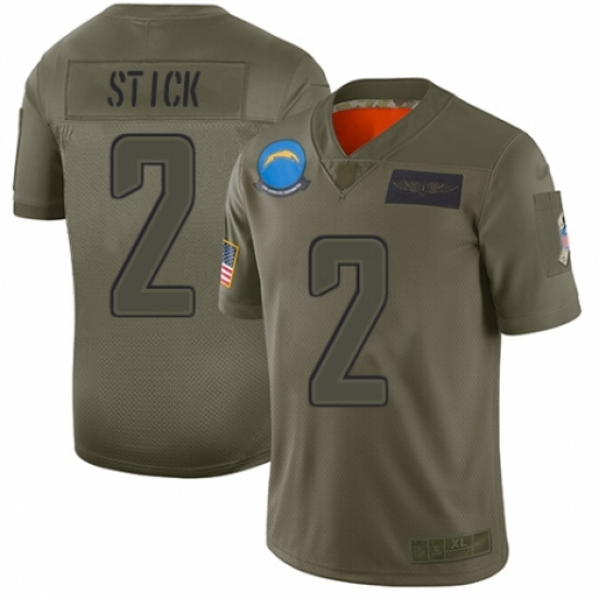 Men's Los Angeles Chargers 2 Easton Stick Limited Camo 2019 Salute to Service Football Jersey