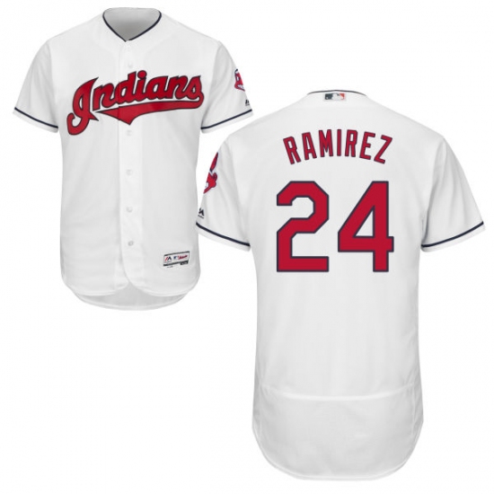 Men's Majestic Cleveland Indians 24 Manny Ramirez White Home Flex Base Authentic Collection MLB Jersey