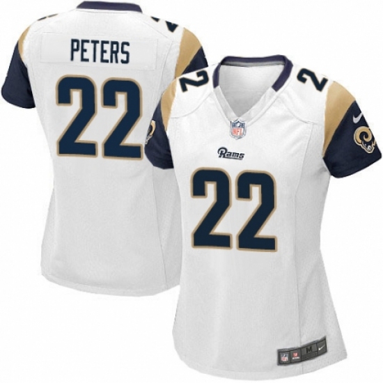 Women's Nike Los Angeles Rams 22 Marcus Peters Game White NFL Jersey